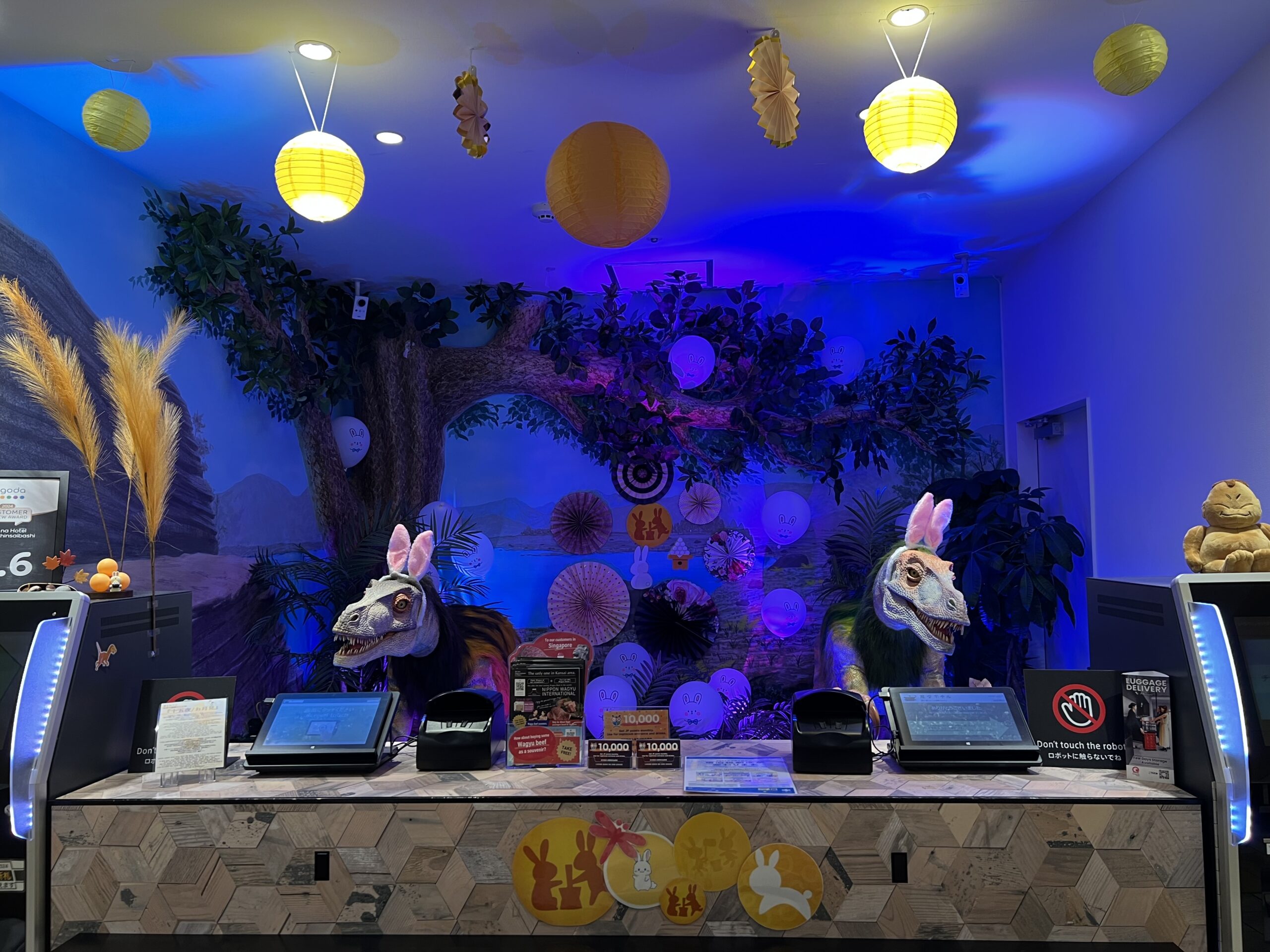 The front desk has been decorated for the moon viewing festival 🎑