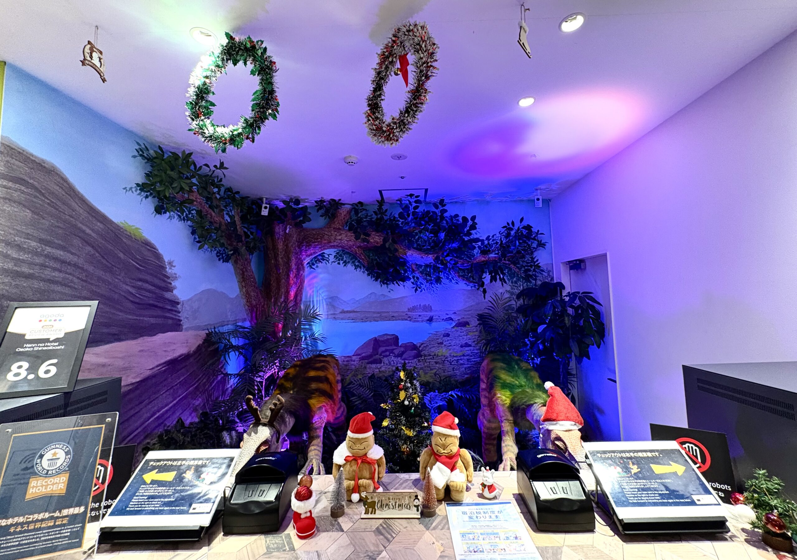 The front desk is now decorated for Christmas!